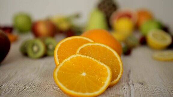 橙色水果摄影车特写拍摄