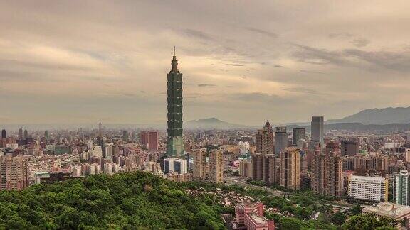 从白天到夜晚的台北城市景观台湾