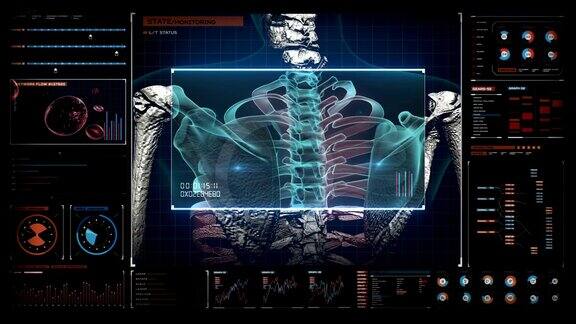 人类医疗保健中心3D疼痛关节炎胸部医学概念在数字显示4k