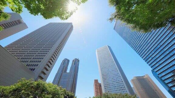 新宿的摩天大楼有着美丽的绿色