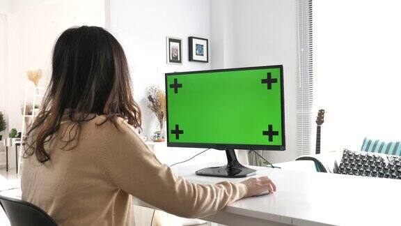 女人在用电脑绿屏