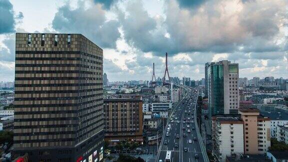 上海杨浦大桥鸟瞰图与摄影