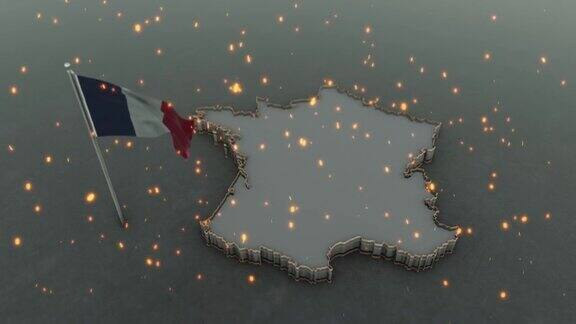 法国地图背景4K