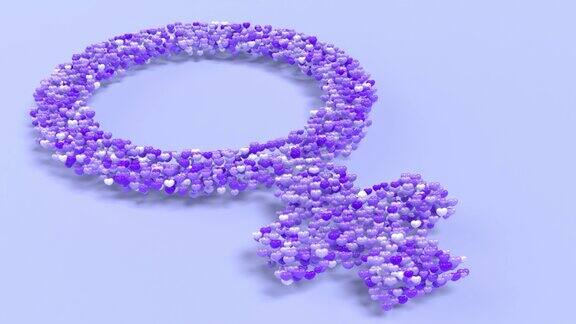 花心创造女性符号庆祝3月8日国际妇女节紫色4K分辨率