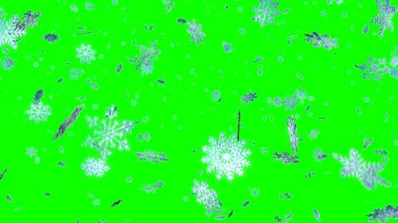 蓝色的雪花落在绿色的屏幕上