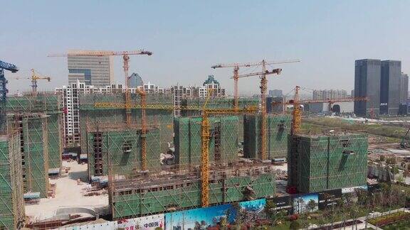 中国许多住宅建筑工地的无人机