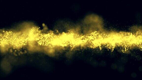 背景黄金运动宇宙的金色尘埃与星星在黑色的背景粒子的运动抽象