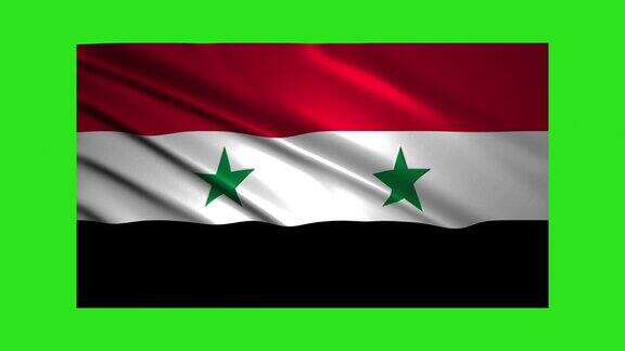 挥舞着叙利亚国旗在绿色屏幕上循环