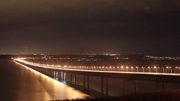 夜晚城市高速公路大桥车流瞬息时光流逝