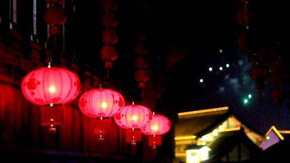 红灯笼和烟花亚洲文化
