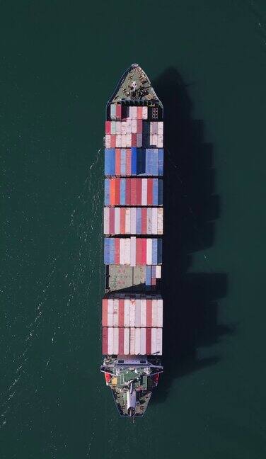 集装箱船鸟瞰图船舶或运输概念背景
