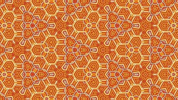橙色和黄色的几何万花筒图案