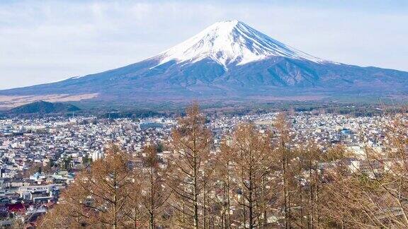 富士山雪山的时间流逝
