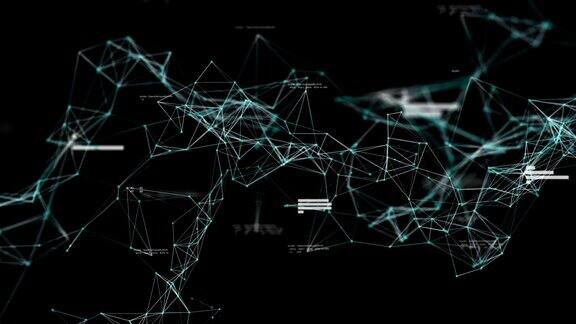 飞到抽象的数据和连接在网络空间与随机数商业和金融概念技术背景