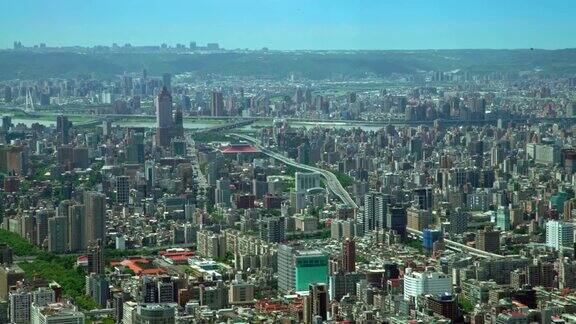 4K鸟瞰台北市区建筑西部地区城市