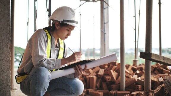 建筑工程师在建筑工地工作