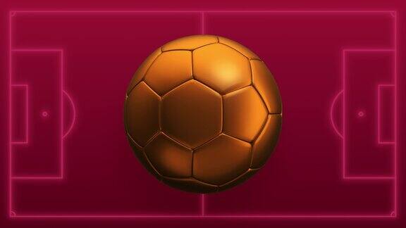 足球杯金色的足球运动背景无限概念背景无缝循环文字的地方旋转旋转球的背景金球金属球在红色背景