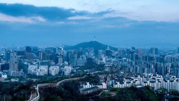 韩国首尔的日落时分