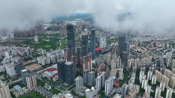 南宁现代化摩天大楼鸟瞰图4K中国城市
