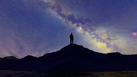 梦想家在夜晚仰望星空憧憬未来