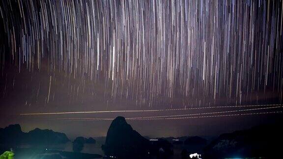 泰国攀牙泰国南社夜空和长星步道的延时拍摄