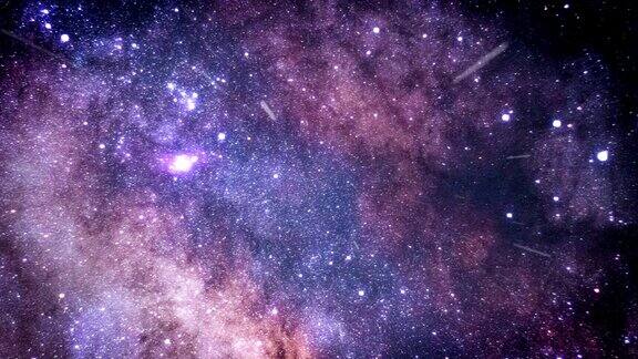 在太空中穿越星场紫色的