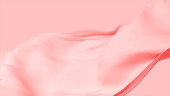 美丽的红色丝绸织物在风中飘扬无缝衔接循环逼真的布料3d动画