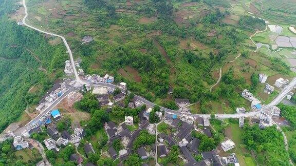 梯田水稻和农场在山区和农村与工人