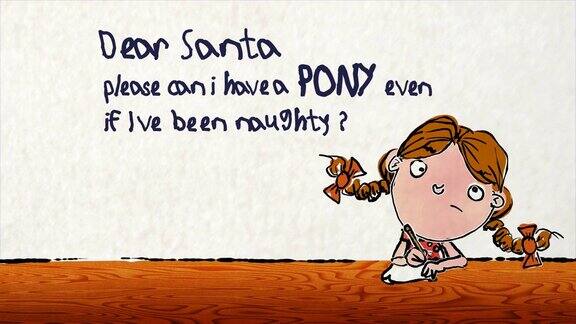 卡通小女孩威胁圣诞老人要一匹小马