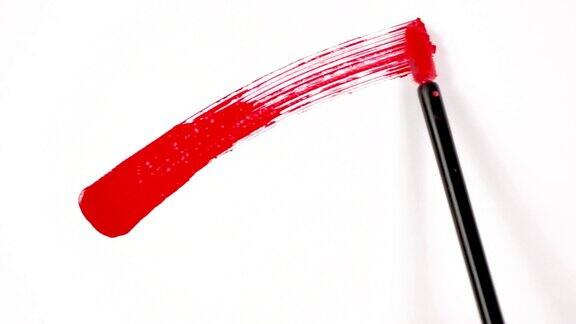 红色线条笔刷笔画的素材元素覆盖动画手刮刷与红色油漆为艺术的下三分和过渡