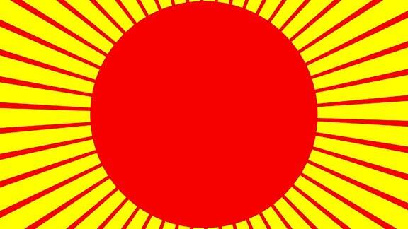 4K红爆矢量背景卡通太阳光在天空的背景与空间为您的标志或标题Nicesunburst复古风格太阳-复古图案无缝循环运动图形和动画背景