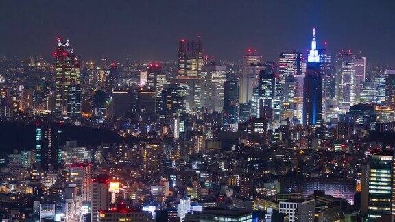 日本东京城市夜晚的时间流逝