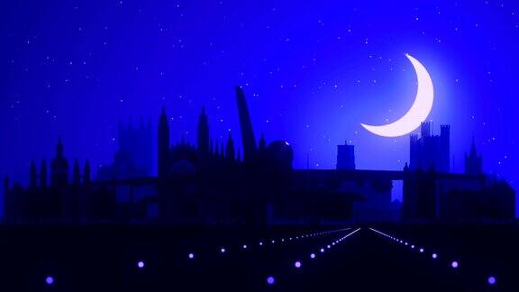 剑桥英格兰蓝色降落地平线午夜背景