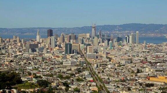 旧金山市中心的高角度全景
