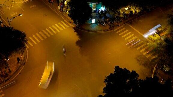 越南河内夜市交通时间流逝