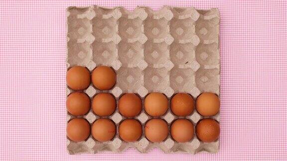 装鸡蛋的盒子出现了鸡蛋出现在盒子里停止运动
