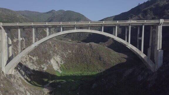 无人机拍摄的比克斯比桥与道路和车辆