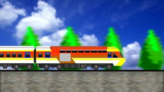 CG动画火车正在运行