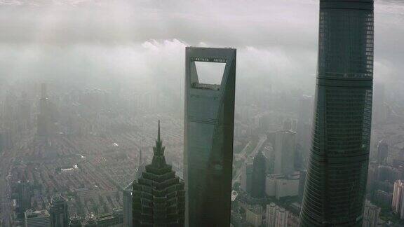 中国上海陆家嘴金融区鸟瞰图