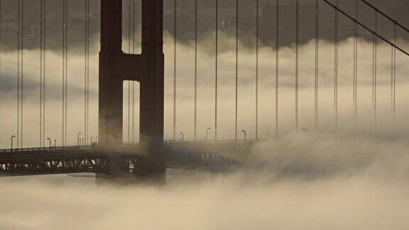 金门大桥低雾日出与雾号的声音