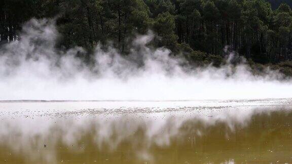 地热湖冒出的蒸汽