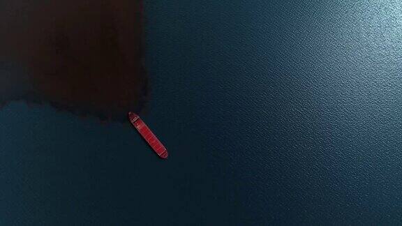油船向海面溢油-鸟瞰图