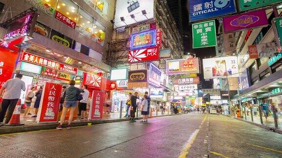 延时高清:香港角购物街孟的行人