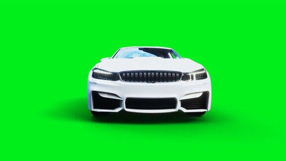 白色通用3d汽车撞进酒精瓶清醒的驱动程序绿色屏幕4k动画