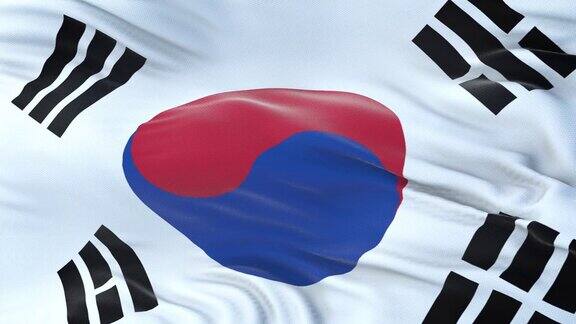 韩国国旗迎风飘扬面料质地细腻无缝循环