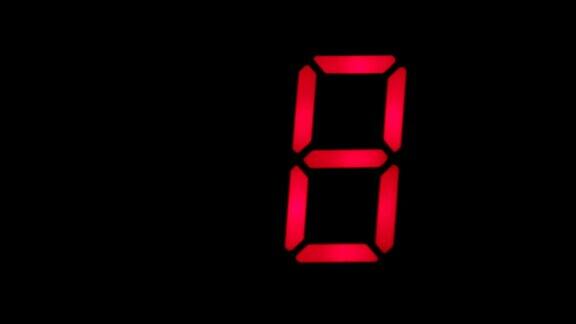 数字时钟从十六倒计时到零数字计时器在红色黑色背景