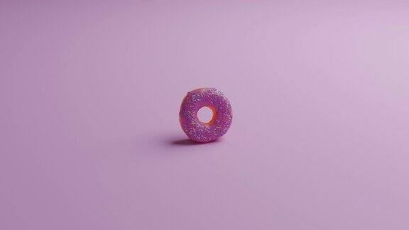 粉色背景上糖衣旋转的甜甜圈