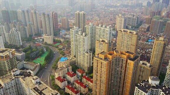 上海城市住宅区景观航拍4k