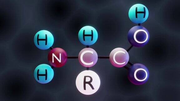 氨基酸分子视频三维渲染氨基酸分子结构