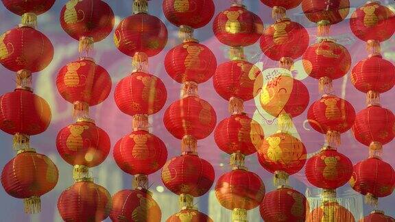 中国新年期间挂的灯笼